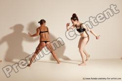 Underwear Martial art Woman - Woman White Moving poses Athletic medium brown Dynamic poses Academic